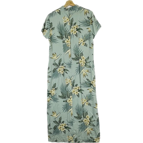 Hilo Hattie Hawaii Hawaiian Maxi Dress Rayon Sage Green Floral Womens Sz Medium - Picture 5 of 8